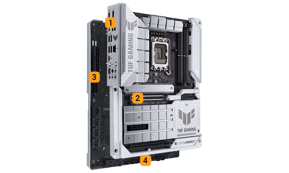 TUF GAMING Z790-BTF WIFI Intel® Z790 (LGA 1700) ATX motherboard, Hidden-Connector Design, PCIe 5.0, four M.2 slots, 16+1+1 power stages, DDR5, Intel® TUF GAMING Z790-BTF WIFI Intel® Z790 (LGA 1700) ATX motherboard, Hidden-Connector Design, PCIe 5.0, four M.2 slots, 16+1+1 power stages, DDR5, Intel®